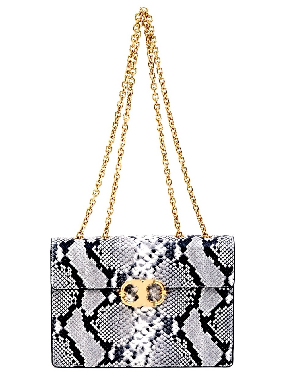 Tory Burch Gemini Link Python Leather Printed Crossbody Shoulder Chain Bag Purse
